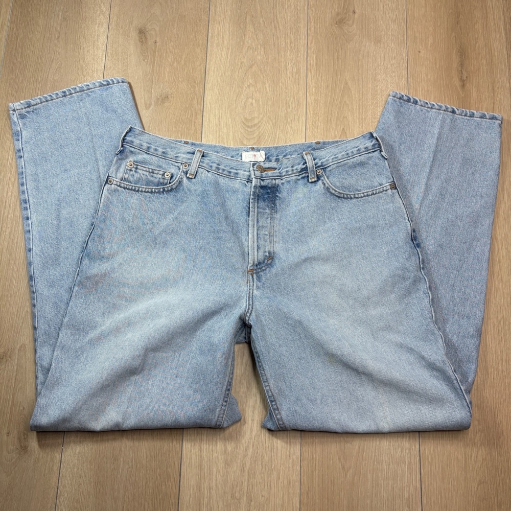 J.Crew Oarsman Vintage Light Wash Button Fly Straight Leg Jeans 36x32 85913 90s